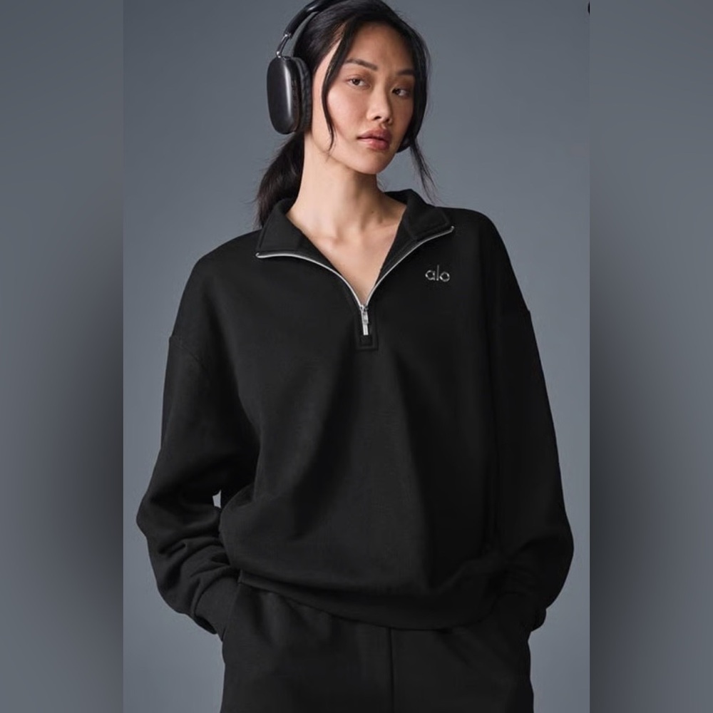 ALO Yoga NWT Accolade 1/4 Zip Pullover Black Size XS